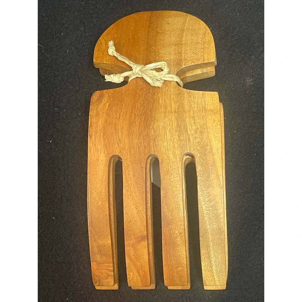 Hawaiian Island Salad Hands Servers Brown NWT Hand Carved Tropical Hardwood 7